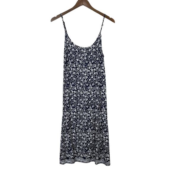 Soft Surroundings Navy & White Floral 100% Rayon Cami Shift Midi Slip Dress - Picture 2 of 8